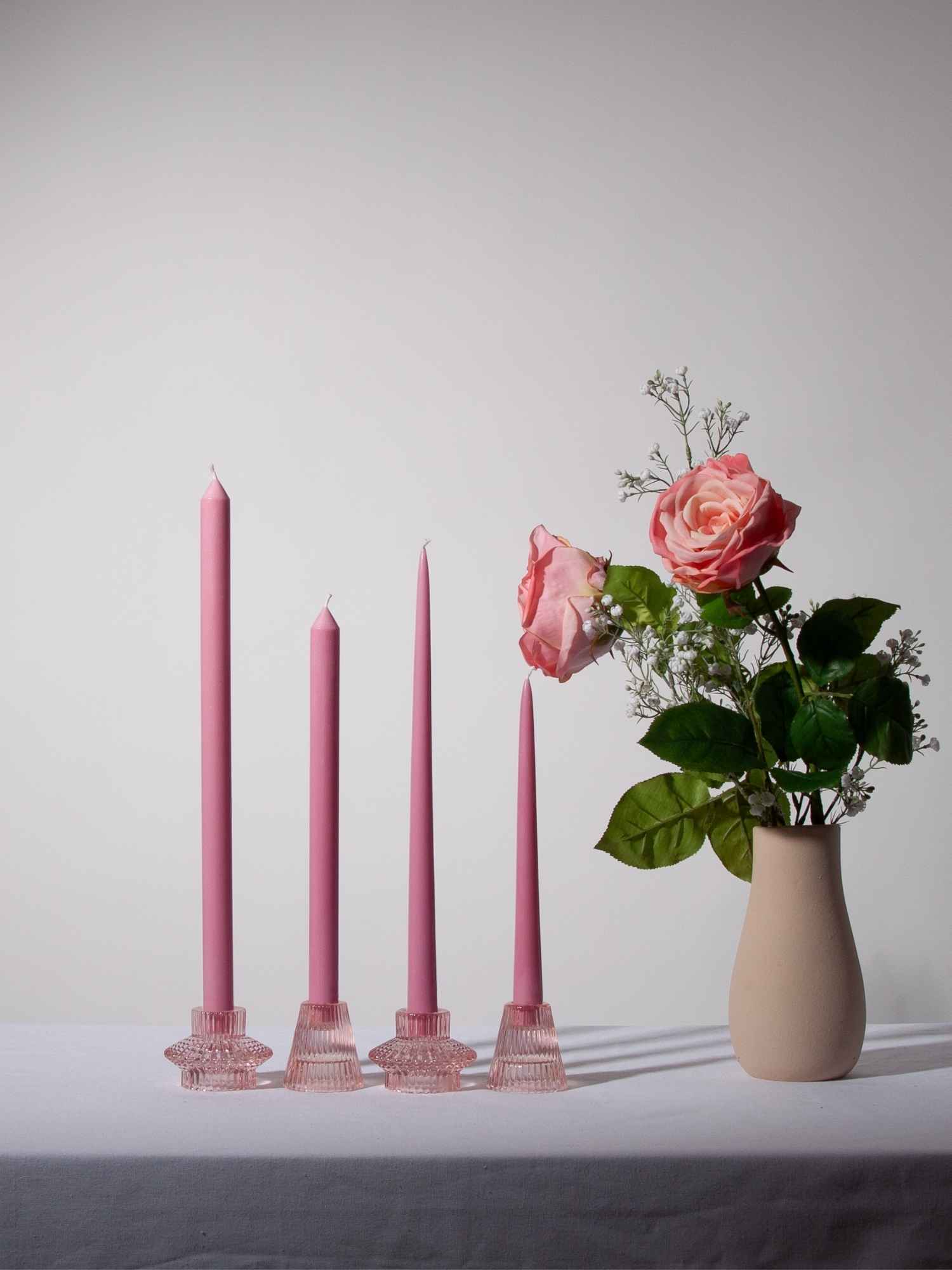 Rose Pink 30cm Dinner Candle, Pack of 4