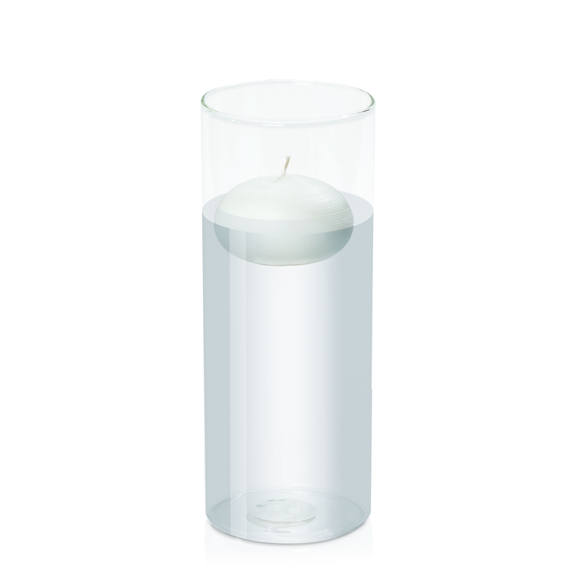 7.5cm Floating Candle in 10cm x 25cm Glass