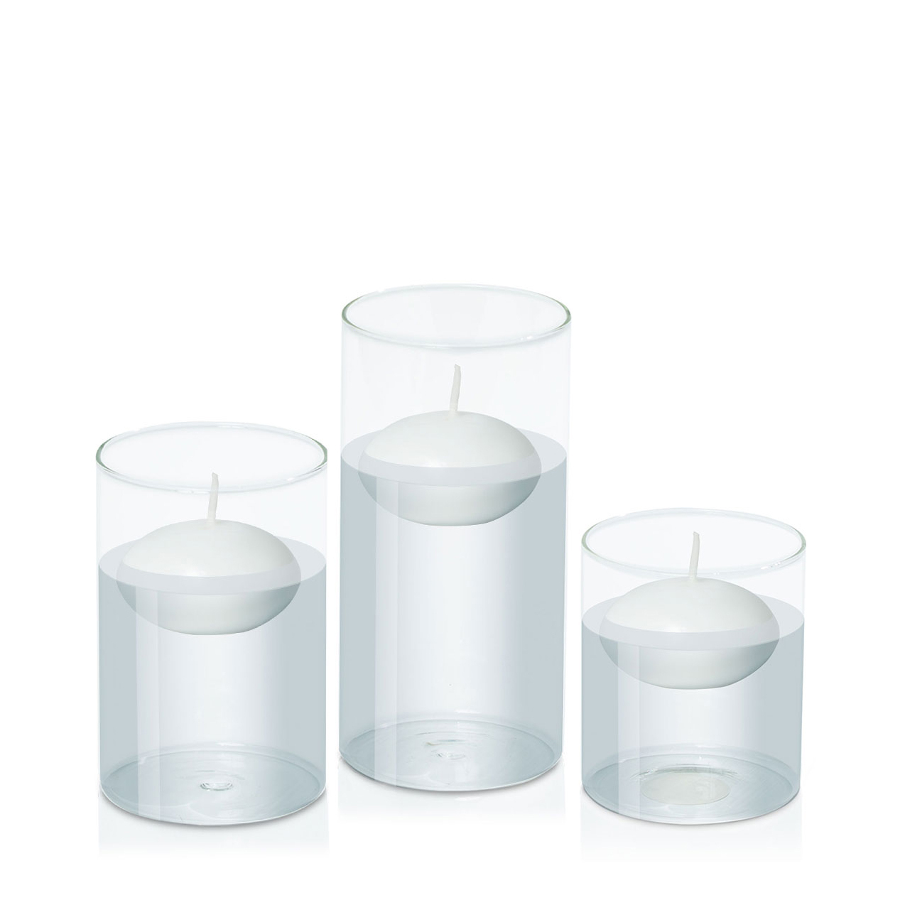 8cm Floating Candle in 10cm Glass Set - Sm