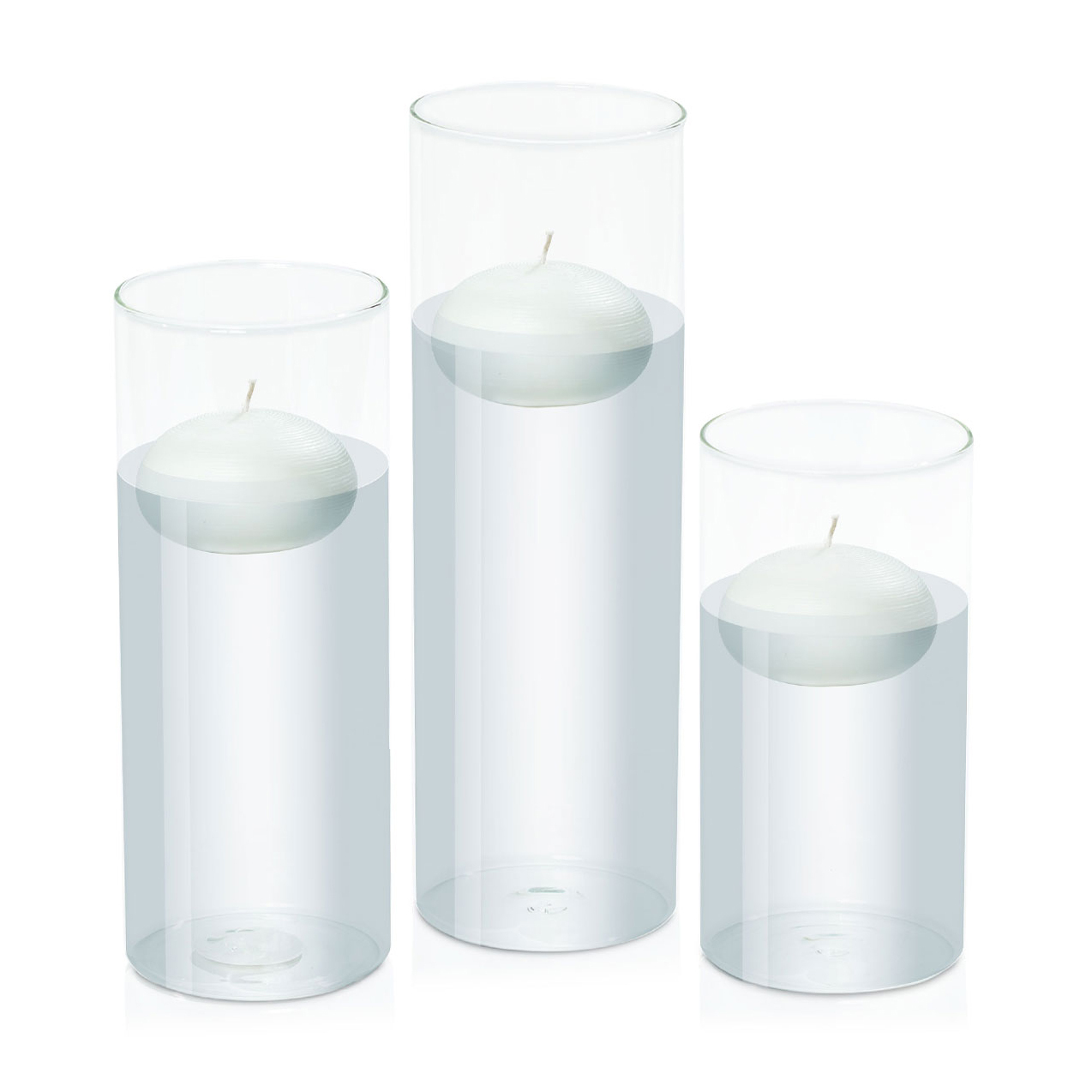 7.5cm Floating Candle in 10cm Glass Set - Lg