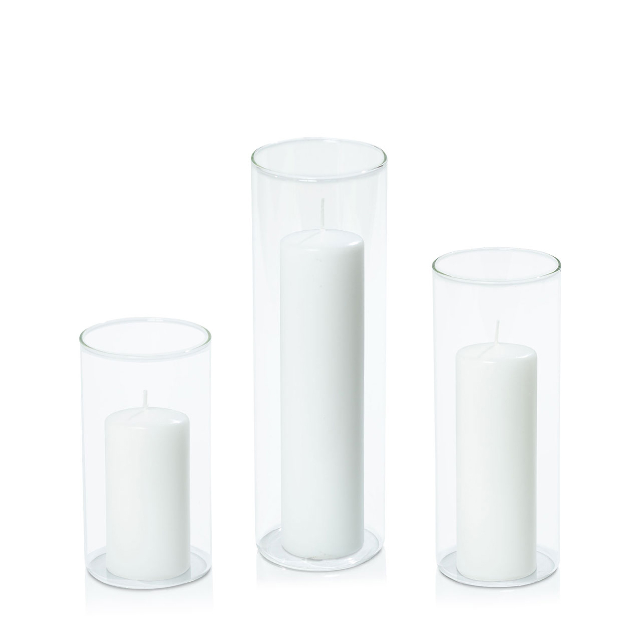 5cm Pillar in 8cm Glass Set - Med