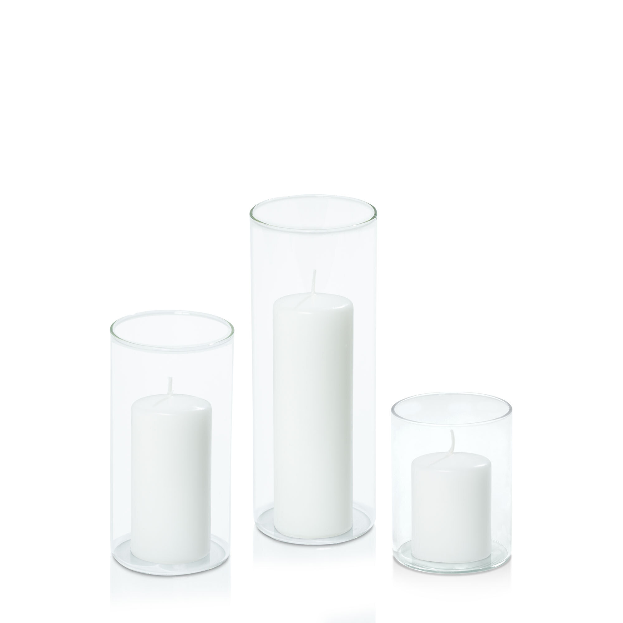 5cm Pillar in 8cm Glass Set - Sm