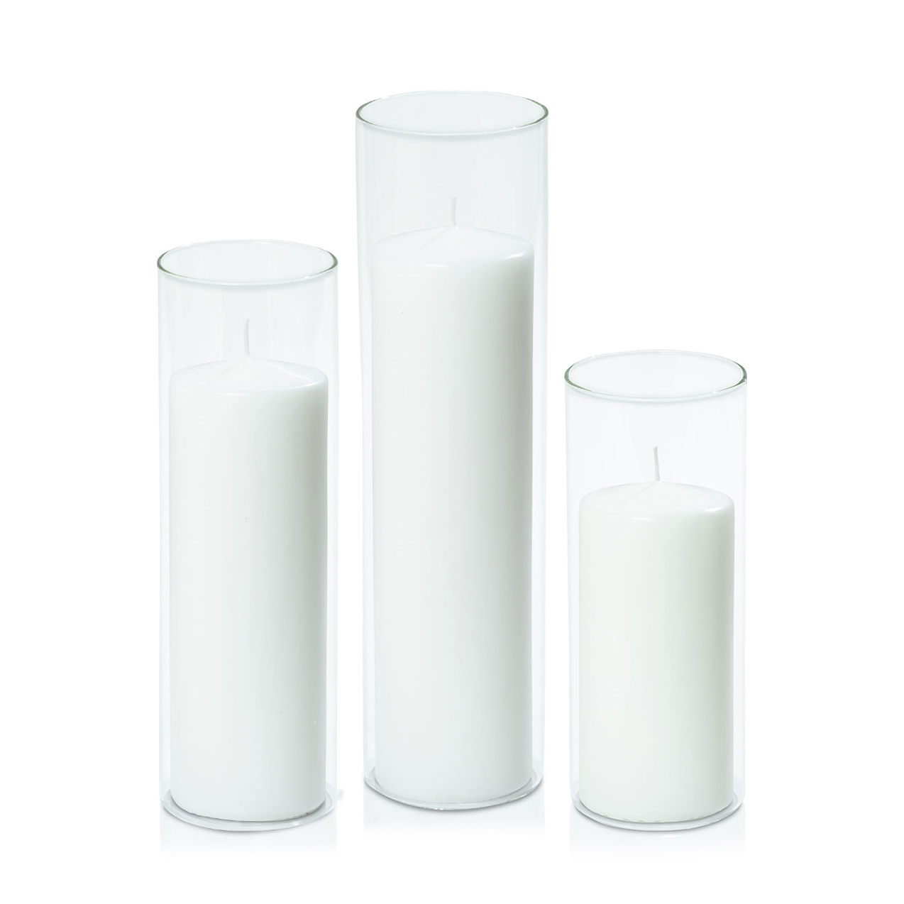 7cm Pillar in 8cm Glass Set - Lg