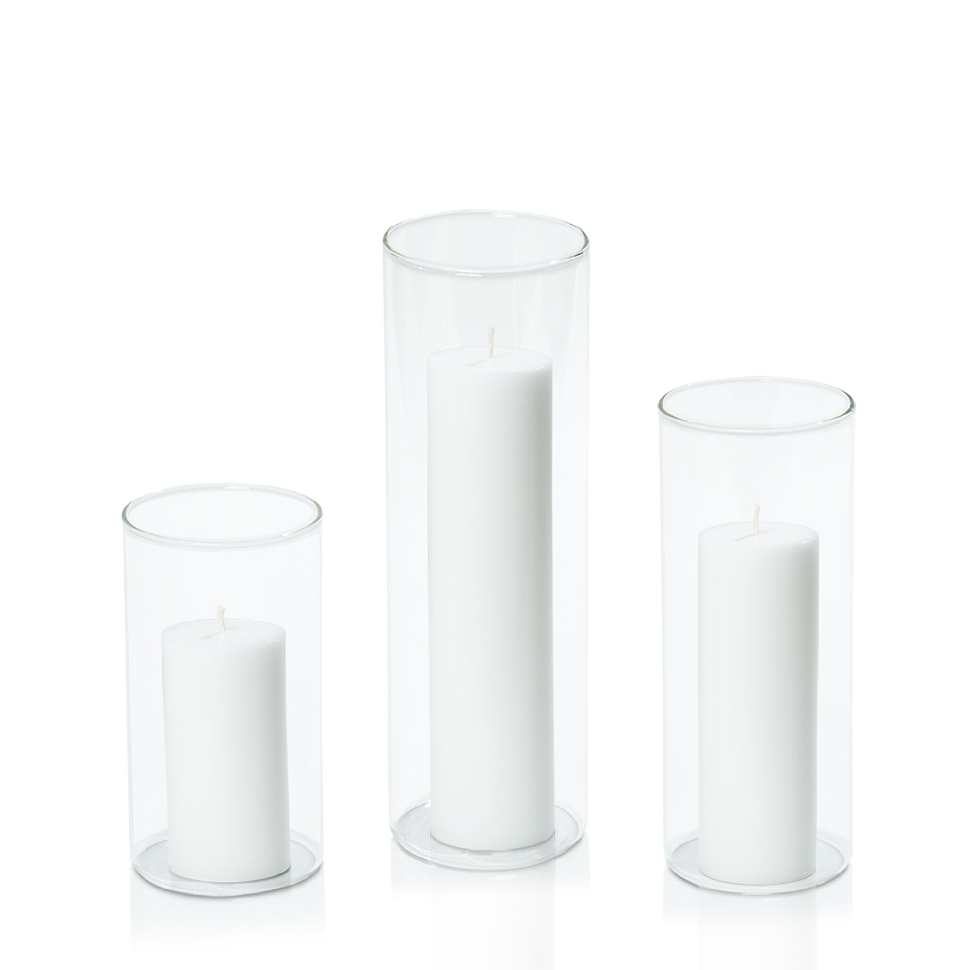 5cm Moreton Eco Pillar in 8cm Glass Set - Med