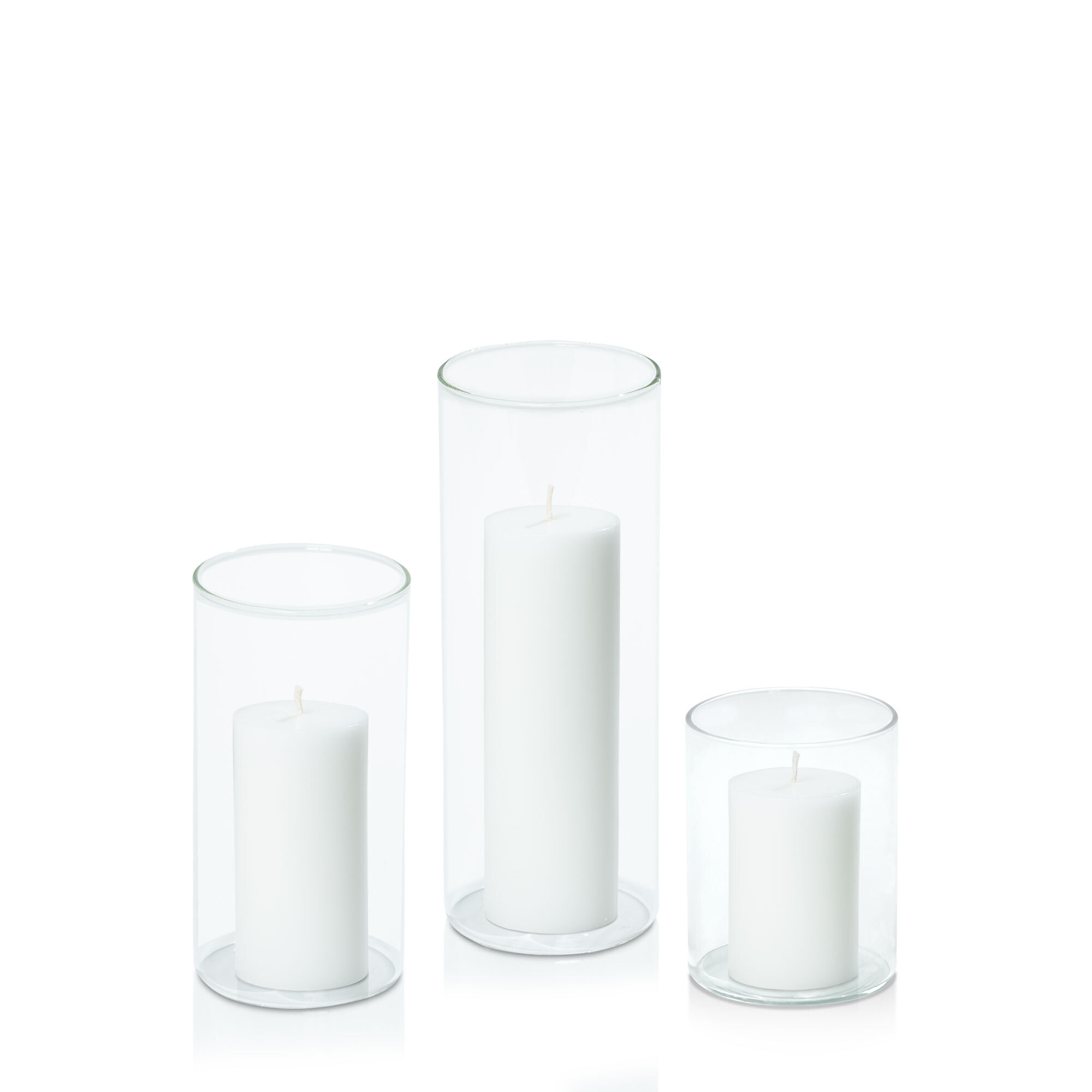 5cm Moreton Eco Pillar in 8cm Glass Set - Sm