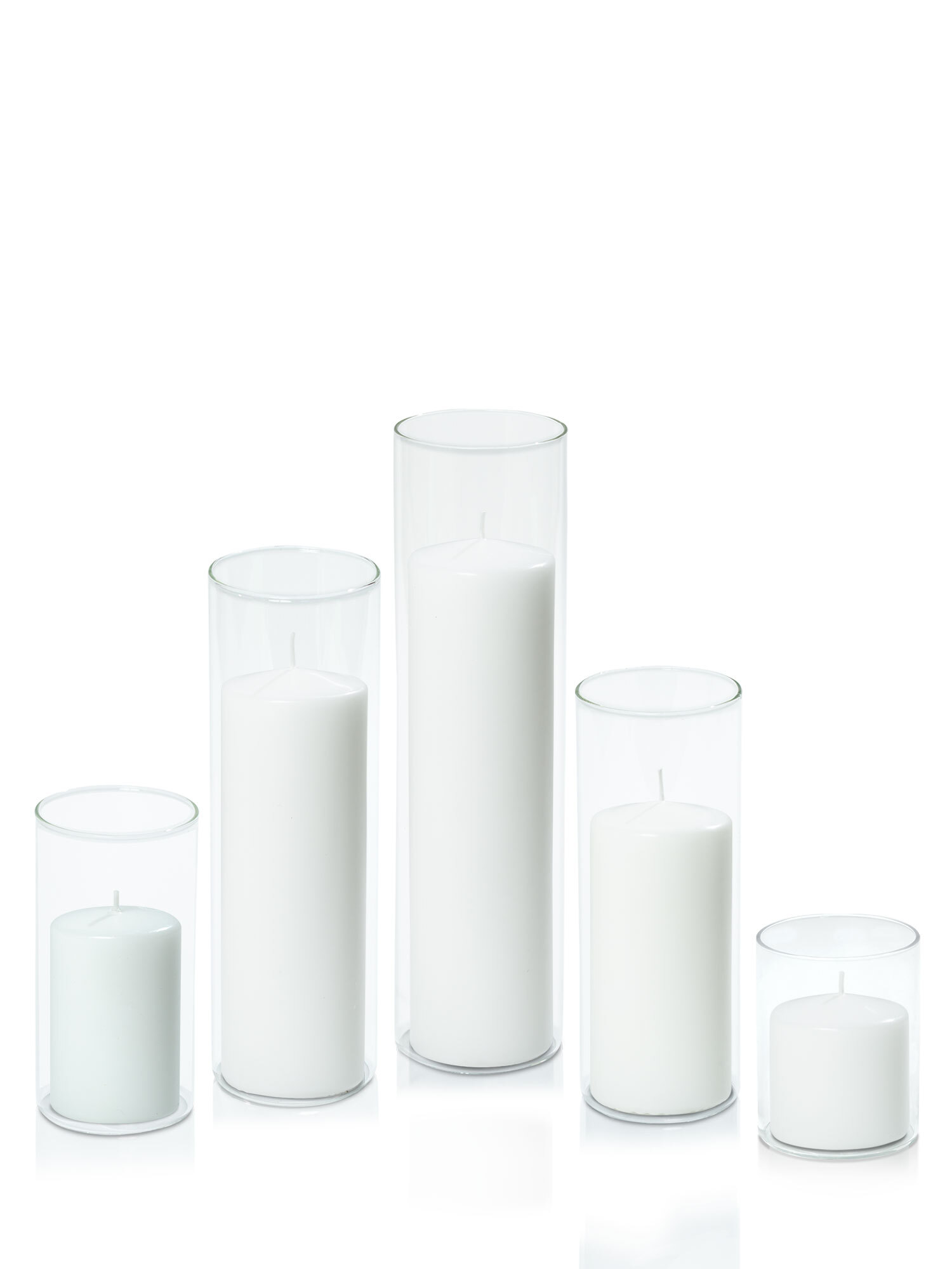 7cm Pillar in 8cm Glass Set - Sm