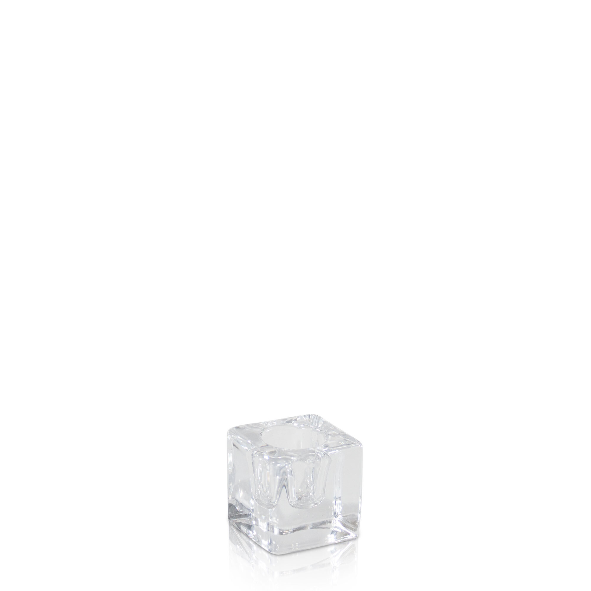Clear 4cm x 4cm Glass Cube Taper Holder