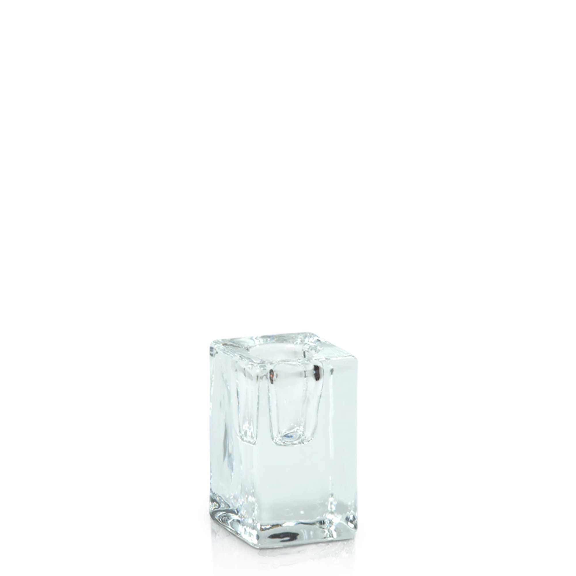 Clear 4cm x 6cm Glass Cube Taper Holder
