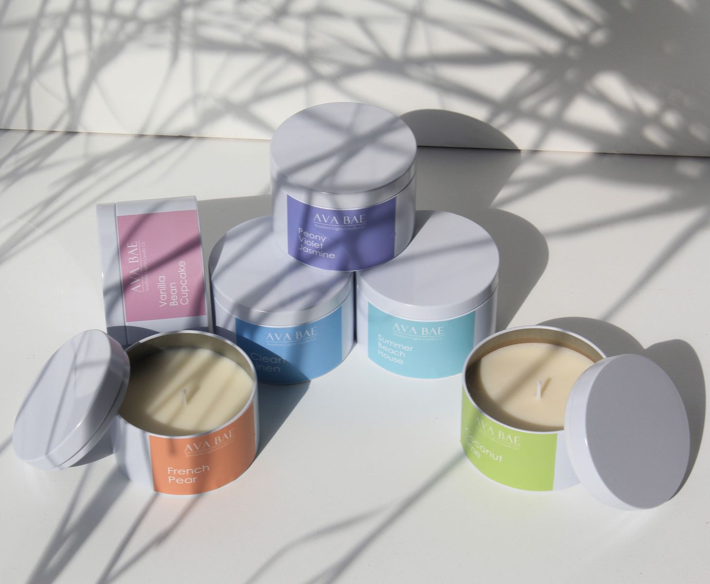 pastel coloured soy handmade scented candles