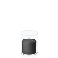 Black 7cm x 7cm Pillar in 10cm x 12cm Glass