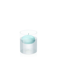 Pastel Teal 7.5cm Floating Candle in 10cm x 12cm Glass