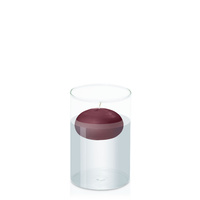 Burgundy 7.5cm Floating Candle in 10cm x 15cm Glass