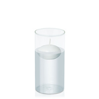 White 8cm Floating Candle in 10cm x 20cm Glass