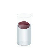 Burgundy 7.5cm Floating Candle in 10cm x 20cm Glass