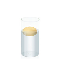 Gold 7.5cm Floating Candle in 10cm x 20cm Glass