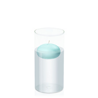 Pastel Teal 7.5cm Floating Candle in 10cm x 20cm Glass