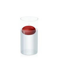 Red 7.5cm Floating Candle in 10cm x 20cm Glass