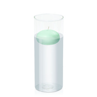 Mint Green 7.5cm Floating Candle in 10cm x 25cm Glass