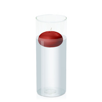 Red 7.5cm Floating Candle in 10cm x 25cm Glass