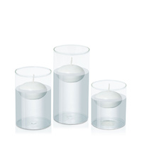 White 8cm Floating in 10cm Glass Set - Sm