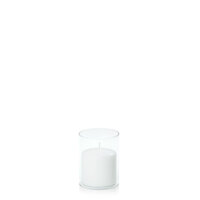 White 7cm x 7cm Pillar in 8cm x 10cm Glass