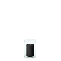 Black 5cm x 7.5cm Pillar in 8cm x 10cm Glass