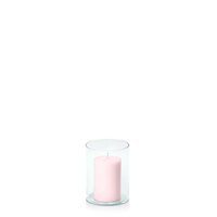Blush Pink 5cm x 7.5cm Pillar in 8cm x 10cm Glass