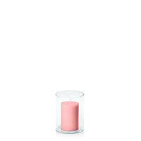 Coral Pink 5cm x 7.5cm Pillar in 8cm x 10cm Glass