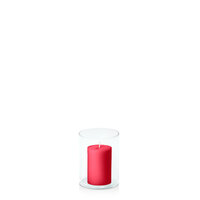 Carnival Red 5cm x 7.5cm Pillar in 8cm x 10cm Glass