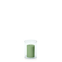Green 5cm x 7.5cm Pillar in 8cm x 10cm Glass