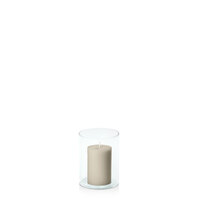 Pale Eucalypt 5cm x 7.5cm Pillar in 8cm x 10cm Glass
