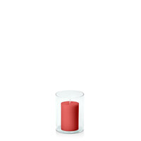 Red 5cm x 7.5cm Pillar in 8cm x 10cm Glass
