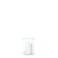 White 5cm x 7.5cm Pillar in 8cm x 10cm Glass