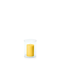 Yellow 5cm x 7.5cm Pillar in 8cm x 10cm Glass