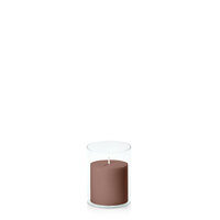 Chocolate 7cm x 7cm Pillar in 8cm x 10cm Glass