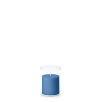 Dusty Blue 7cm x 7cm Pillar in 8cm x 10cm Glass