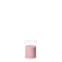 Dusty Pink 7cm x 7cm Pillar in 8cm x 10cm Glass
