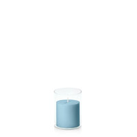 French Blue 7cm x 7cm Pillar in 8cm x 10cm Glass