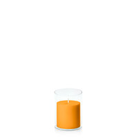 Orange 7cm x 7cm Pillar in 8cm x 10cm Glass