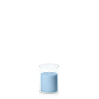 Pastel Blue 7cm x 7cm Pillar in 8cm x 10cm Glass