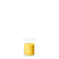 Yellow 7cm x 7cm Pillar in 8cm x 10cm Glass