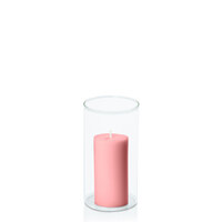 Coral Pink 5cm x 10cm Pillar in 8cm x 15cm Glass