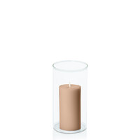 Latte 5cm x 10cm Pillar in 8cm x 15cm Glass
