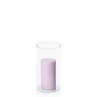 Lilac 5cm x 10cm Pillar in 8cm x 15cm Glass