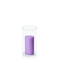 Purple 5cm x 10cm Pillar in 8cm x 15cm Glass