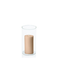 Toffee 5cm x 10cm Pillar in 8cm x 15cm Glass