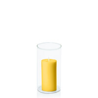 Yellow 5cm x 10cm Pillar in 8cm x 15cm Glass