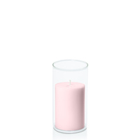 Blush Pink 7cm x 10cm Pillar in 8cm x 15cm Glass