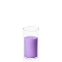 Purple 7cm x 10cm Pillar in 8cm x 15cm Glass