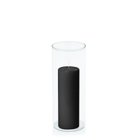 Black 5cm x 15cm Pillar in 8cm x 20cm Glass